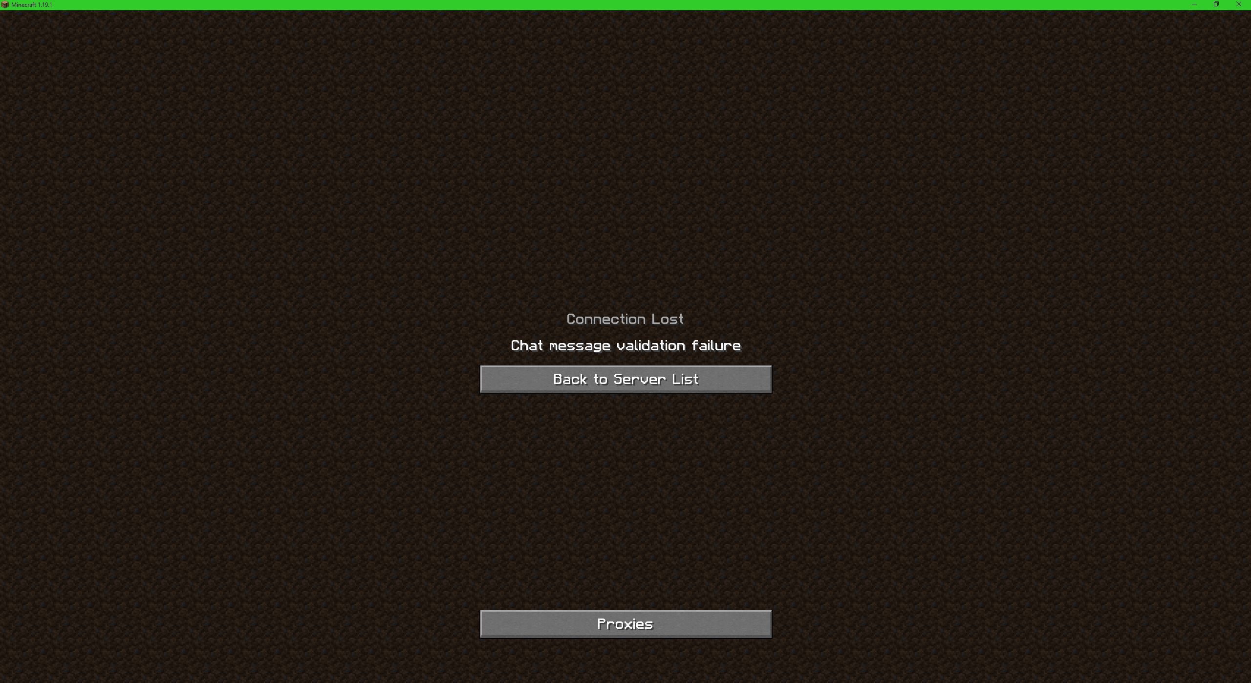 Chat Message Validation Failure Minecraft Kick